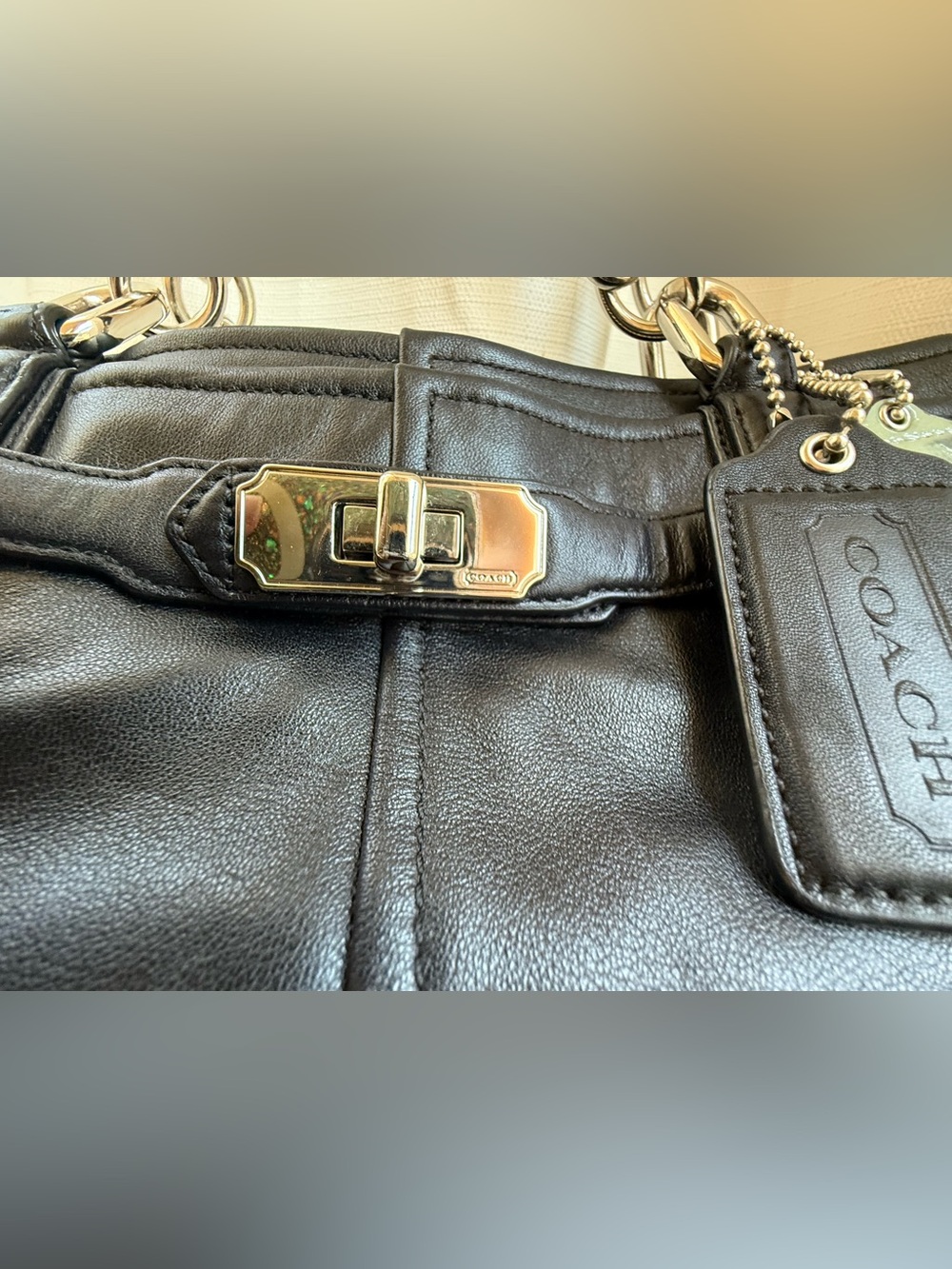 Coach Vintage Chelsea Jayden Black Leather Carryall Bag #17811 - Excellent! - Picture 4 of 15